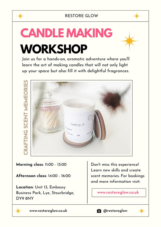 Candle Making Workshop Saturday 27th July 2024 at 11AM